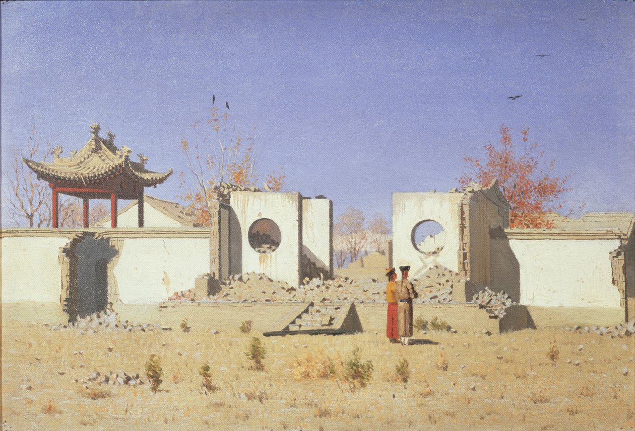 En kinesisk tempelruin i Akkent, 1869-1870 av Vasili Vasilievich Vereshchagin