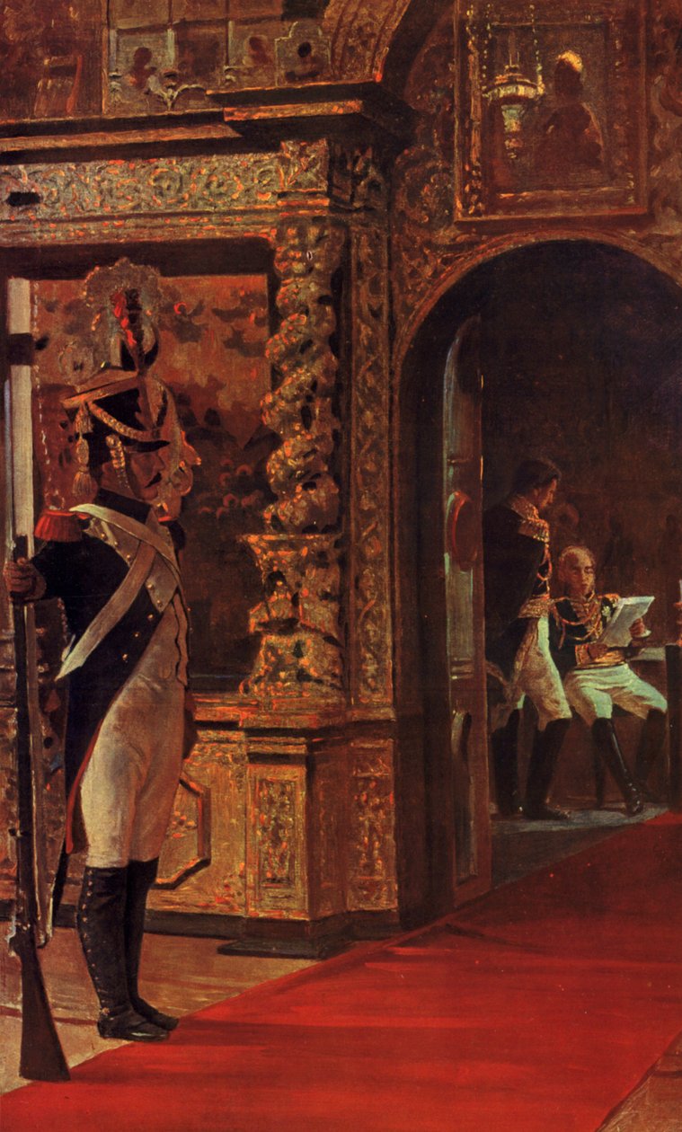 Marskalk Davout i Chudov-klosteret i Moskva i Kreml (fargelitografi) av Vasili Vasilievich Vereshchagin