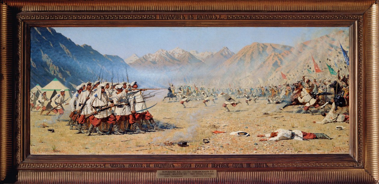 Et plutselig angrep (erobringen av Turkestan av det keiserlige Russland av Vasili Vasilievich Vereshchagin