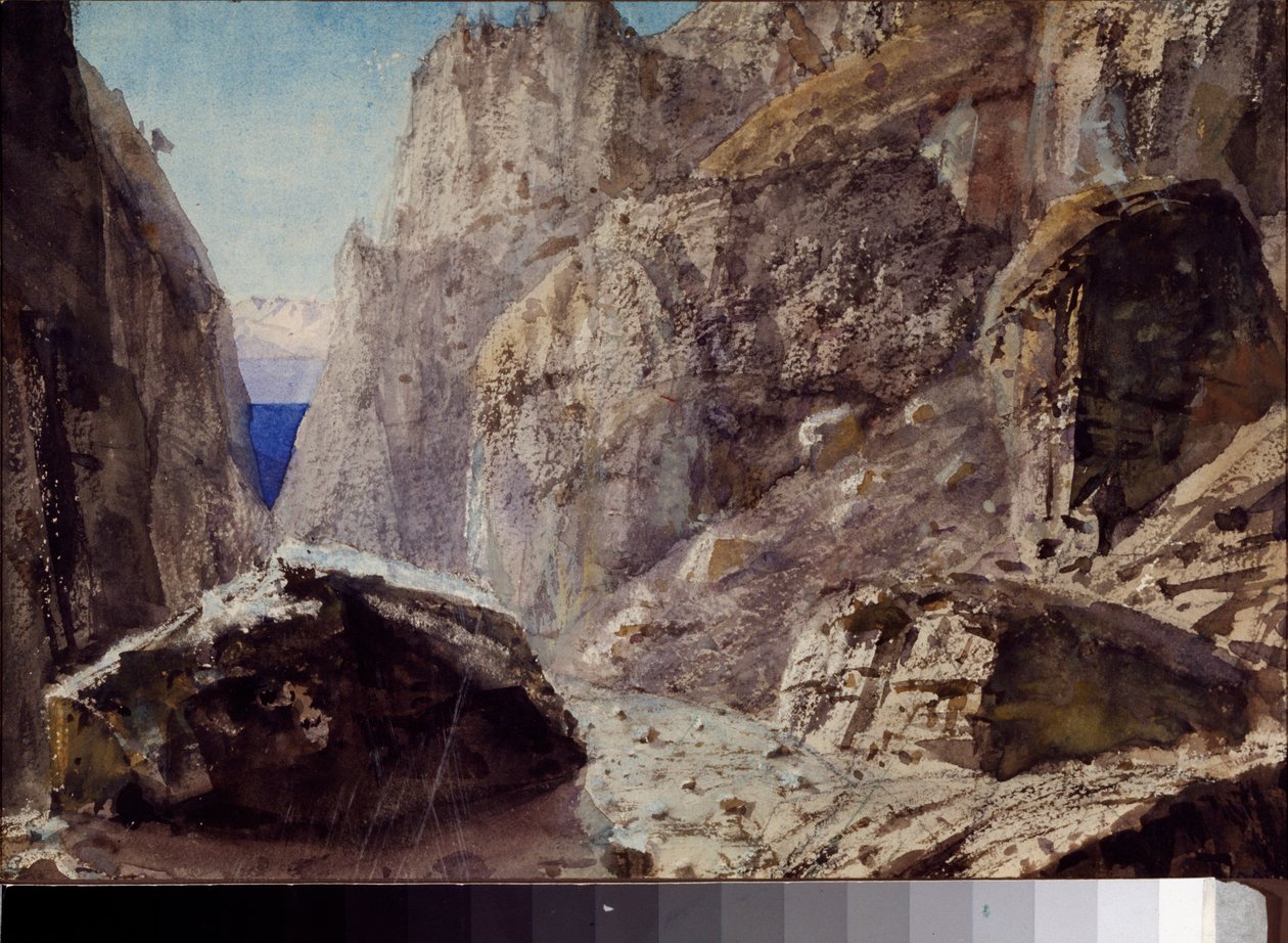 Scenedesign for operaen "Orpheo et Eurydice" av Christoph Willibald Gluck (1714-1787) - Scenedesign for operaen Orpheo ed Euridice av Ch Gluck - Kunstverk av Vasili Dmitrievich Polenov (1844-1927), akvarell på papir av Vasilij Dmitrievich Polenov