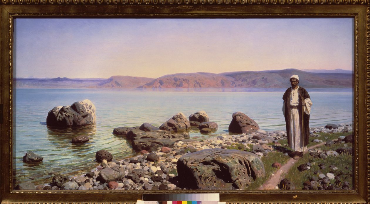 Jesus foran Galileasjøen (Gennesarethsjøen) - Jesus ved Galileasjøen - Maleri av Vasili Dmitrievich Polenov (1844-1927), olje på lerret av Vasilij Dmitrievich Polenov
