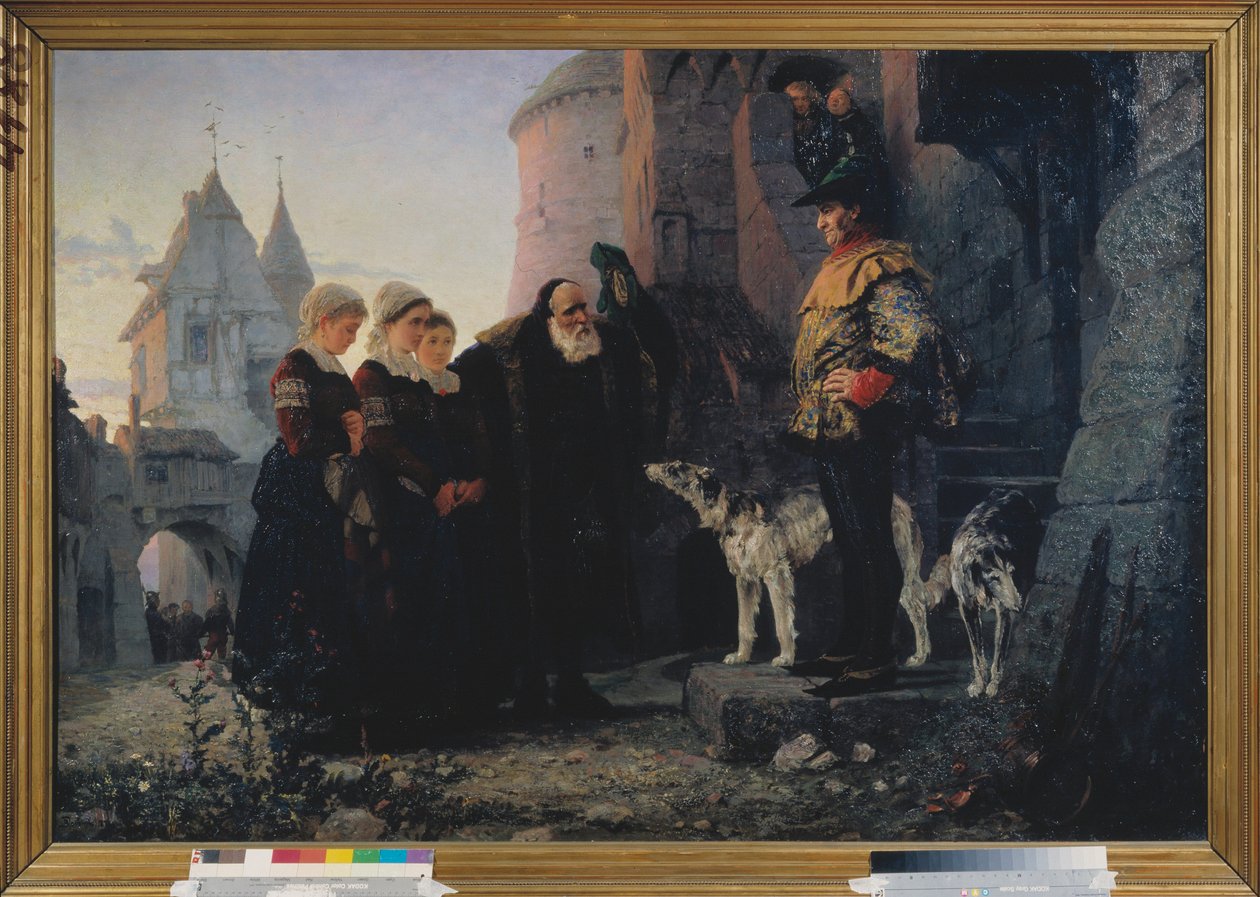 Le droit de la premiere nuit (droit de seigneur du seigneur) - Retten til den første natten - Maleri av Vasili Dmitrievich Polenov (1844-1927), olje på lerret av Vasilij Dmitrievich Polenov