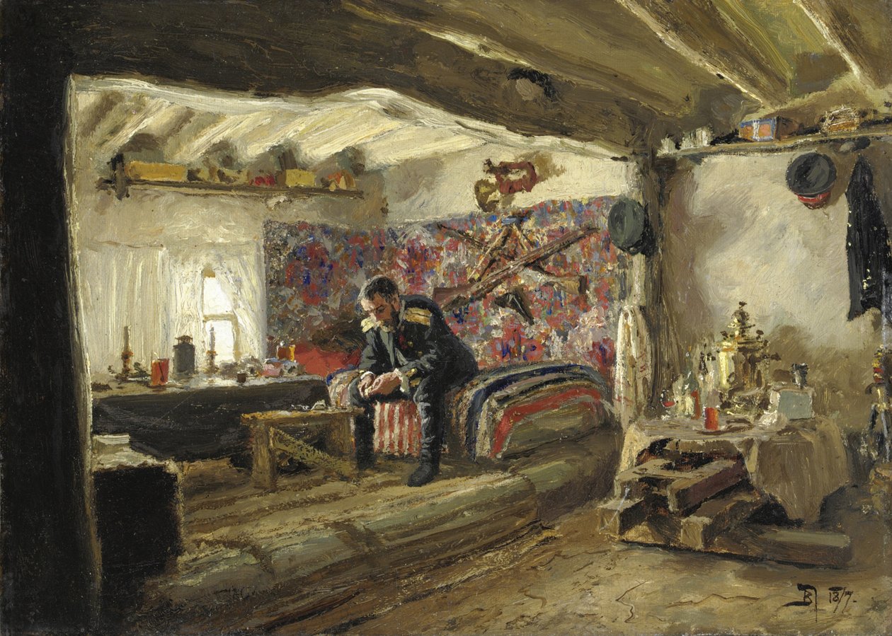 Rushchuk Regiments hovedkvarter til Rushchuk Tsesarevich Alexander Alexandrovich ved Brestovets, av Vasilij Dmitrievich Polenov