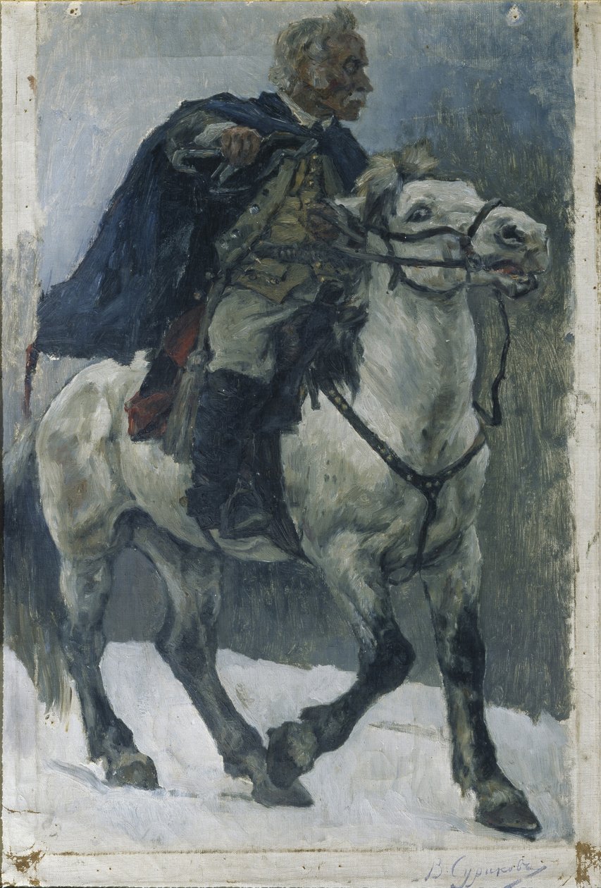 Alexander Suvorov til hest, 1897-1898 av Vasilij Ivanovic Surikov
