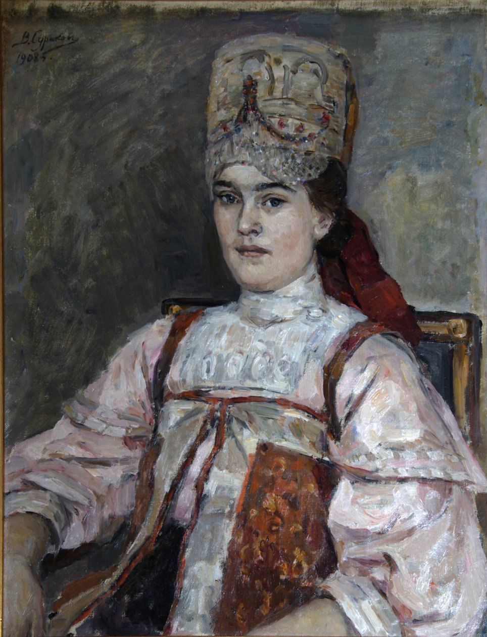 Portrett av Natalia Fyodorovna Matveeva, 1908 av Vasilij Ivanovic Surikov