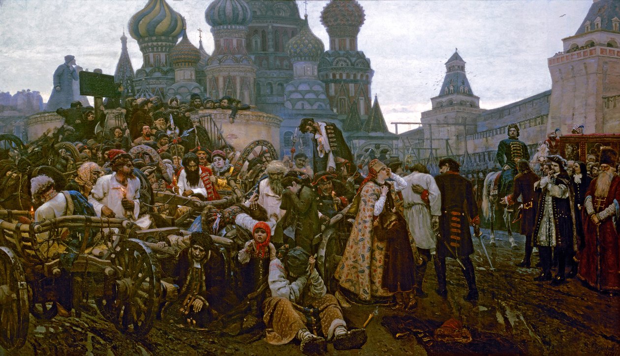 Morgenen for henrettelsen av Streltsy i 1698, 1881 av Vasilij Ivanovic Surikov