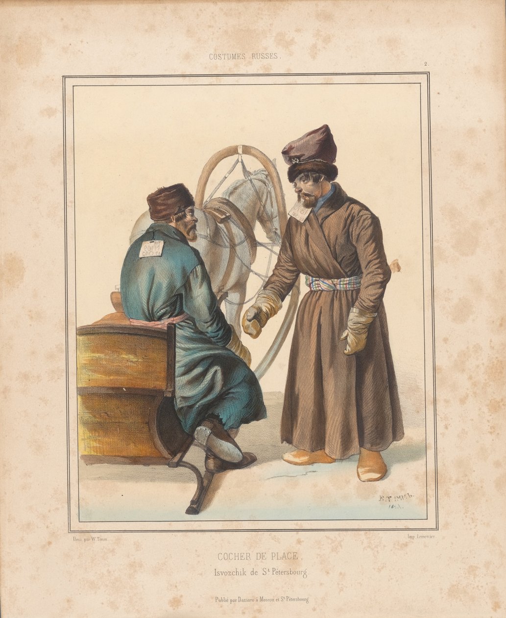 Coachman inn Petersburg, midten av det 19. århundre.. av Georg Wilhelm Timm