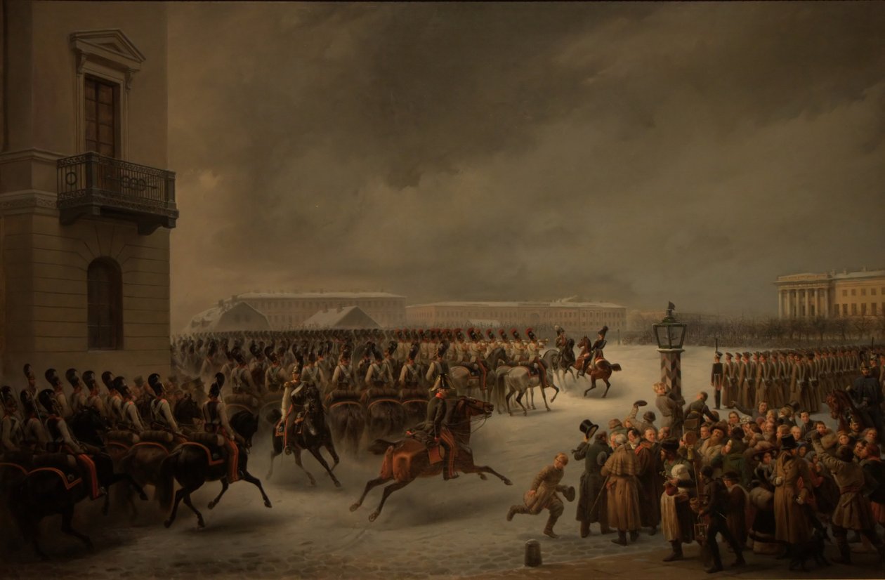 Decembrist-opprøret på Senatsplassen 14. desember 1825 av Georg Wilhelm Timm