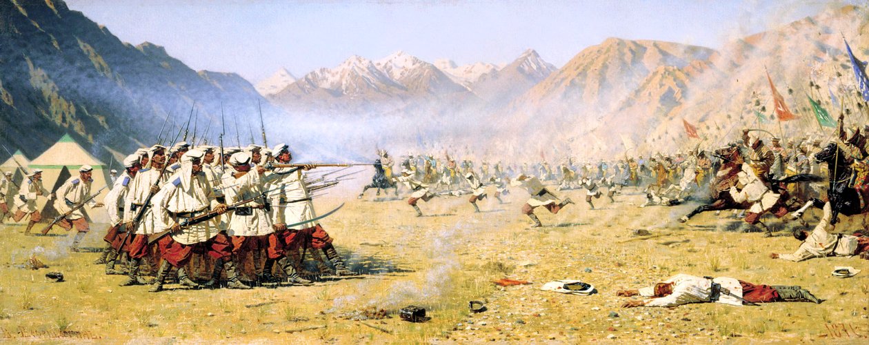 Et plutselig angrep, 1871 av Vasily Vereshchagin