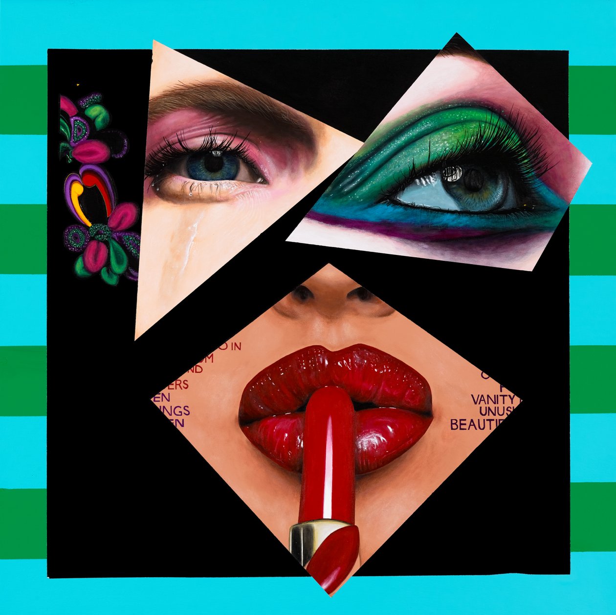 Ulterior Embellishments of a Covergirl, 2017 (akryl på tre) av Vaskeen Vaskeen