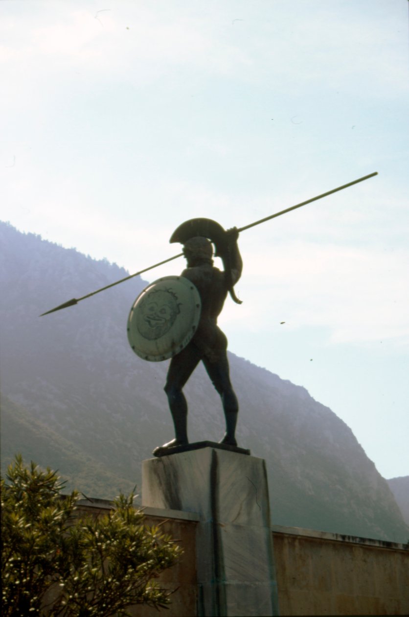 Bronsestatue av Leonidas ved Thermopylae, 1900-tallet av Vasos Falireas