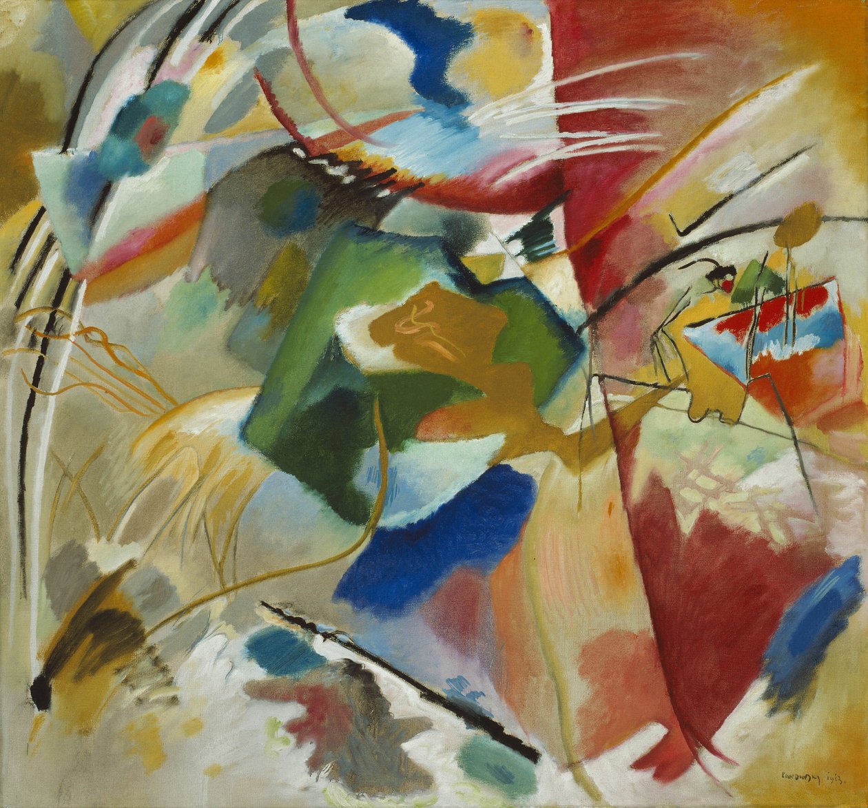 Maleri med Green Center, 1913. av Wassily Kandinsky