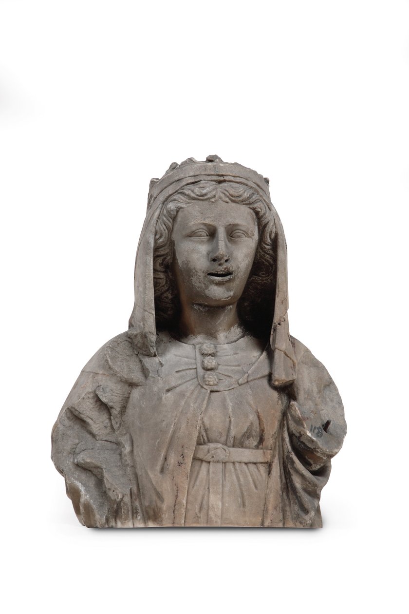 En utskåret marmorbyste av en kvinnelig helgen (marmor) av Venetian School