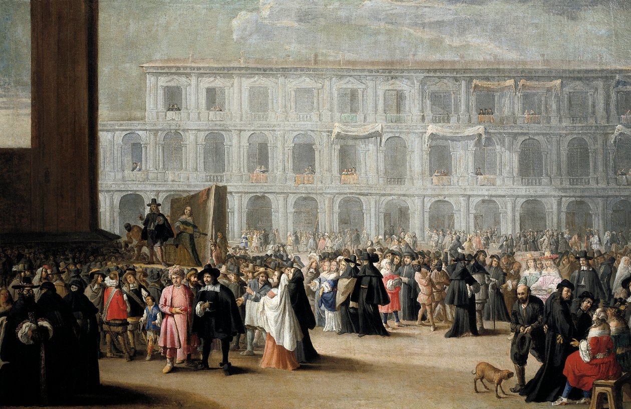 Karneval på Markusplassen, Venezia av Venetian School