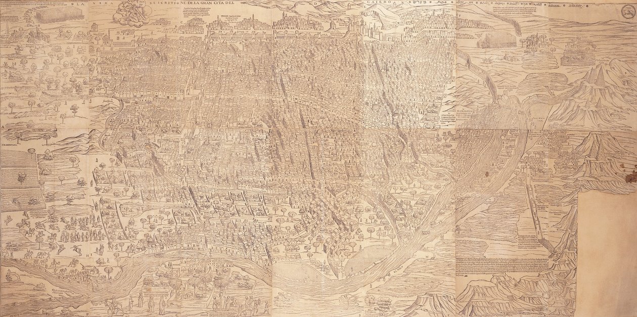 Kart over Kairo, et fugleperspektiv, 1549 av Venetian School