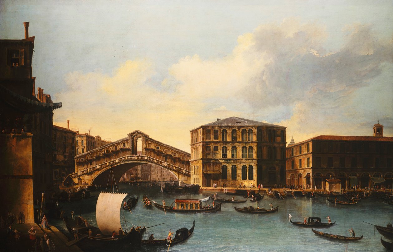 Rialtobroen, Venezia, fra nord, 1753 av Venetian School