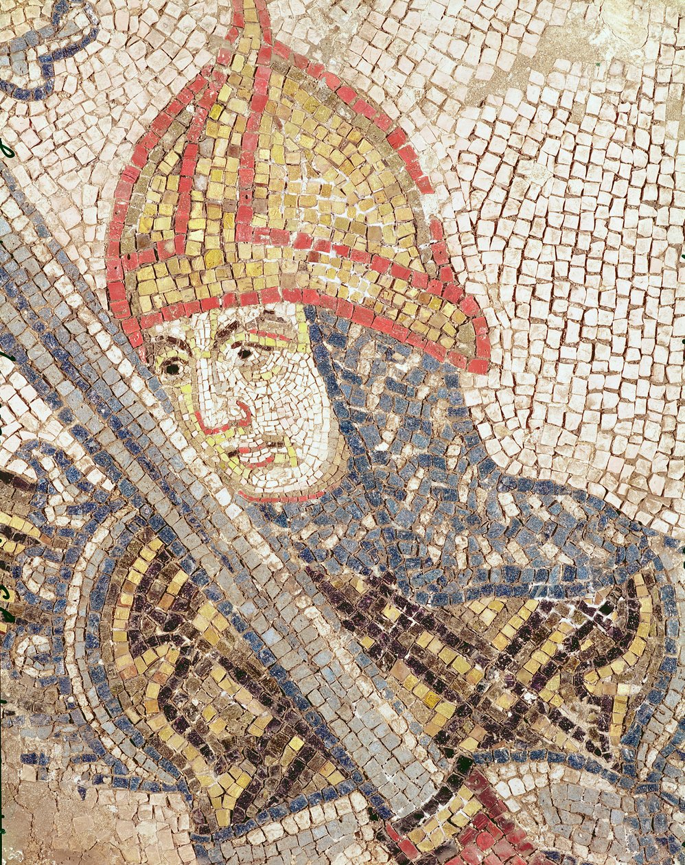 En soldat med et sverd (mosaikk) av Byzantine School