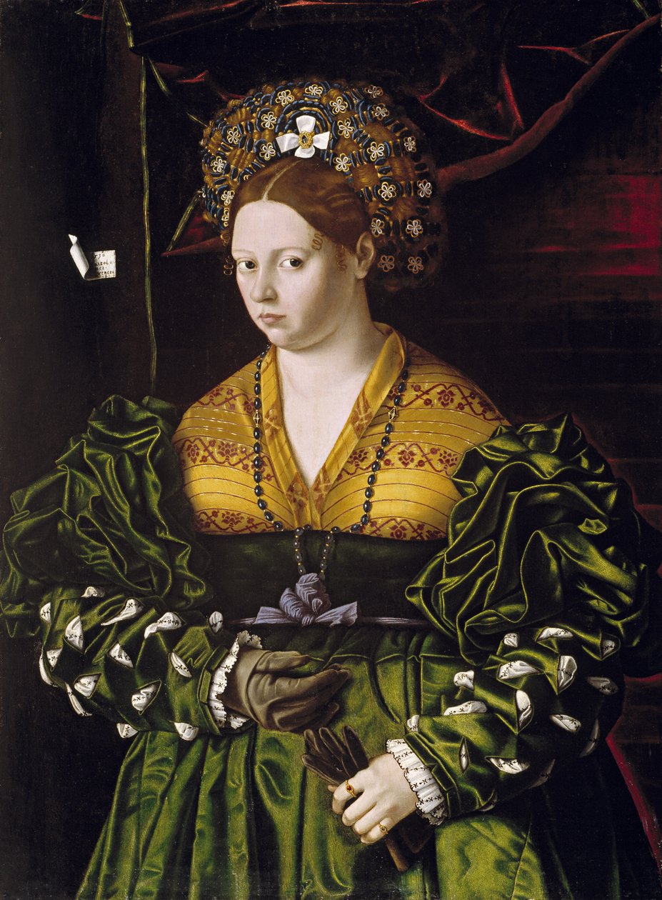 Portrett av en dame i en grønn kjole av Veneto Bartolomeo
