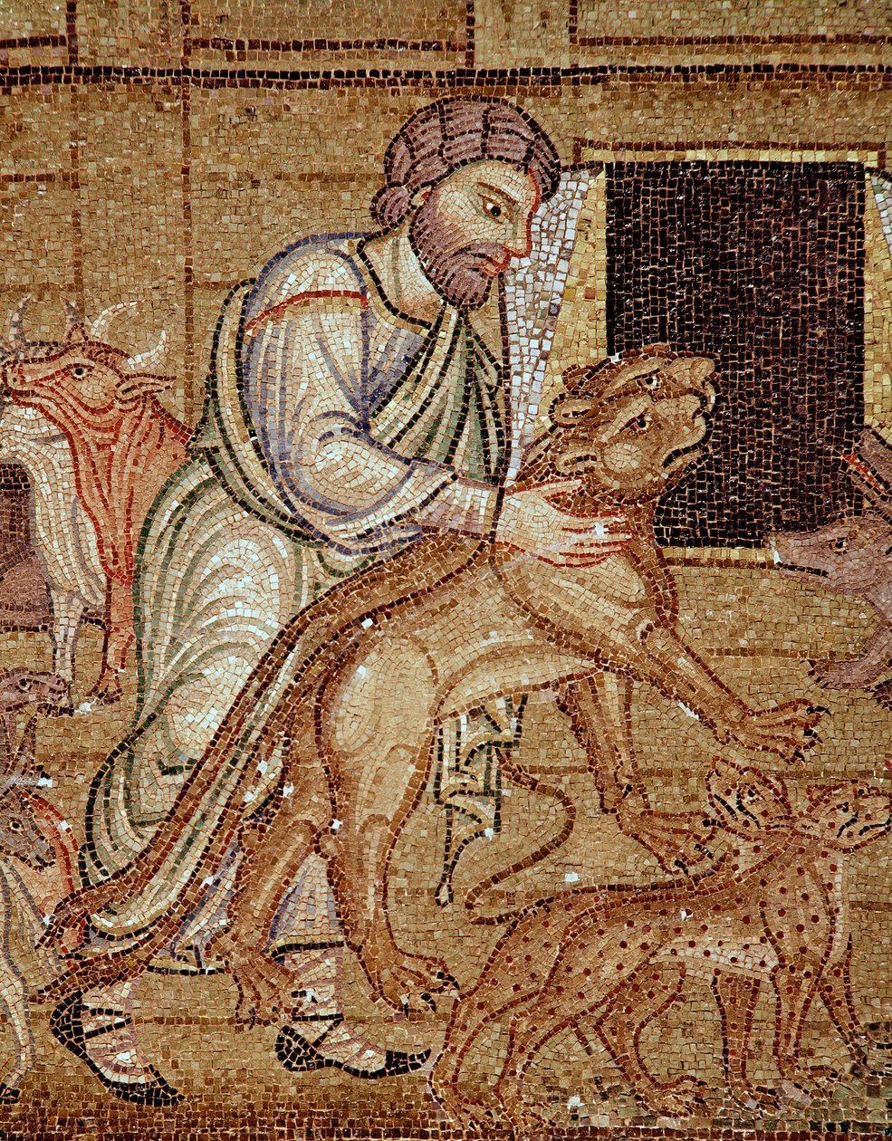 Livet til Noah, arken (mosaikkdetalj av Veneto Byzantine School