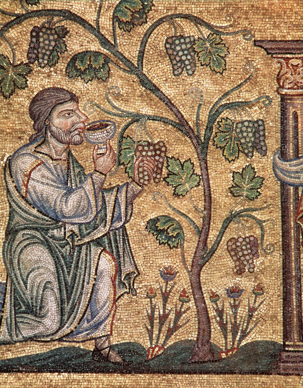 Livet til Noah, drukkenskapen (mosaikkdetalj av Veneto Byzantine School