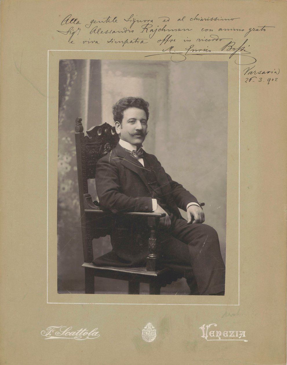 Portrett av organisten og komponisten Marco Enrico Bossi 1861-1925, ca. 1900. av Venezia . Photo studio Francesco Scattola