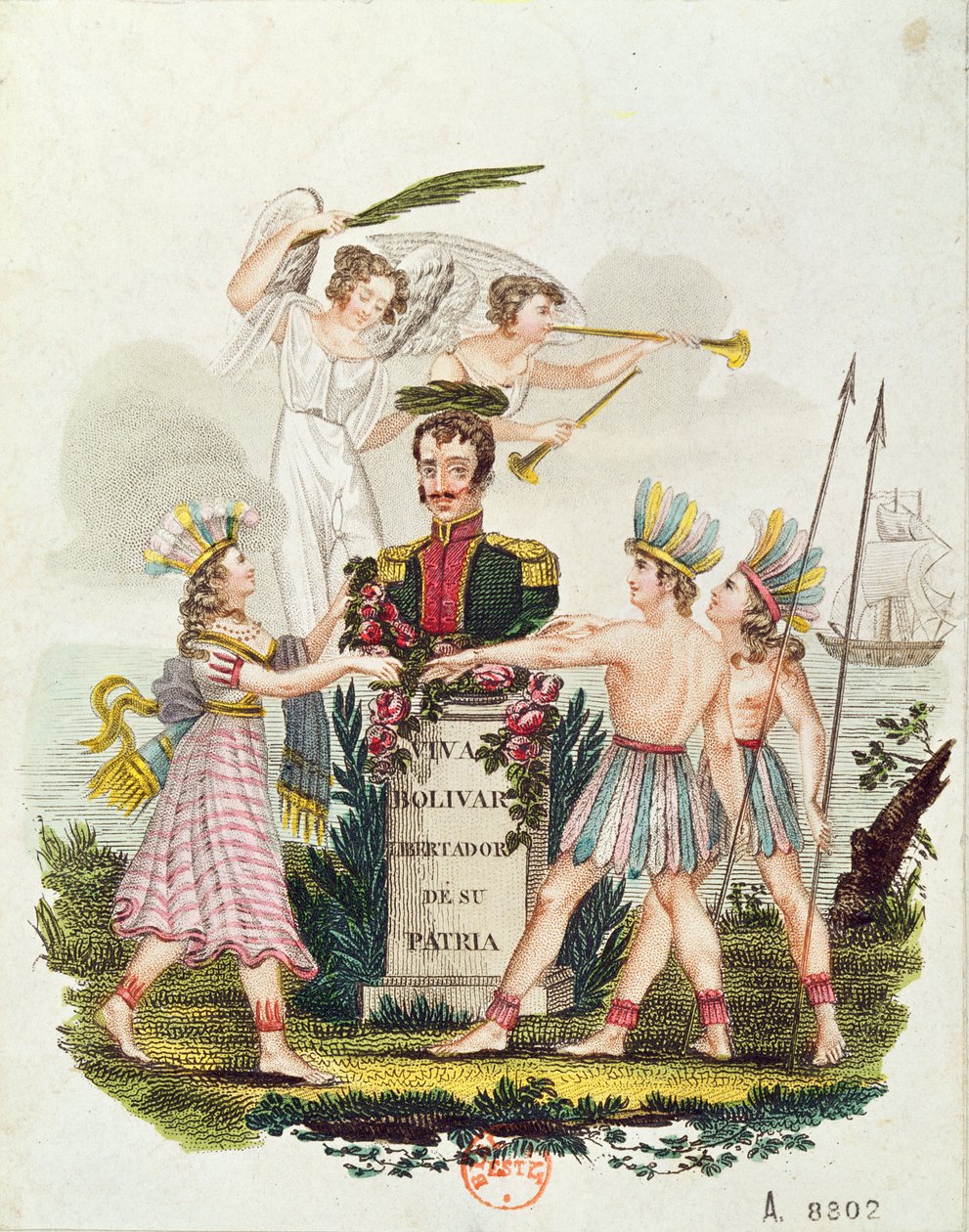 Populære bilder som hyller Bolivar, ca. 1840 av Venezuelan School