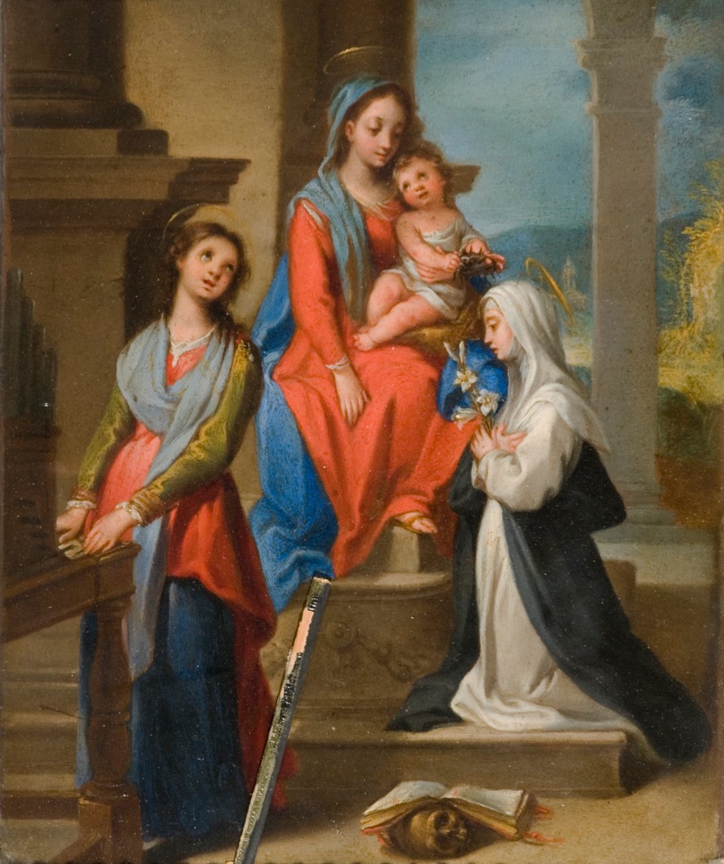 Madonnaen og barnet med hellige (olje på metall) av Ventura di Arcangelo Salimbeni