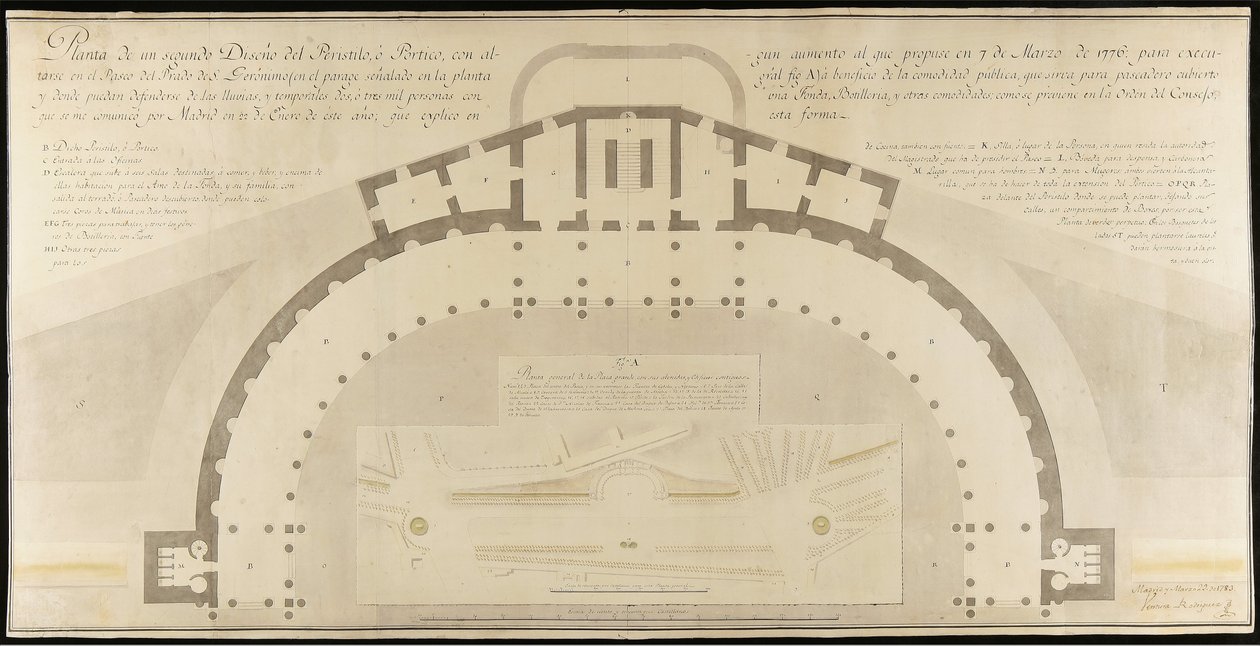 Peristyle for Paseo del Prado de San Jerónimo av Ventura Rodríguez