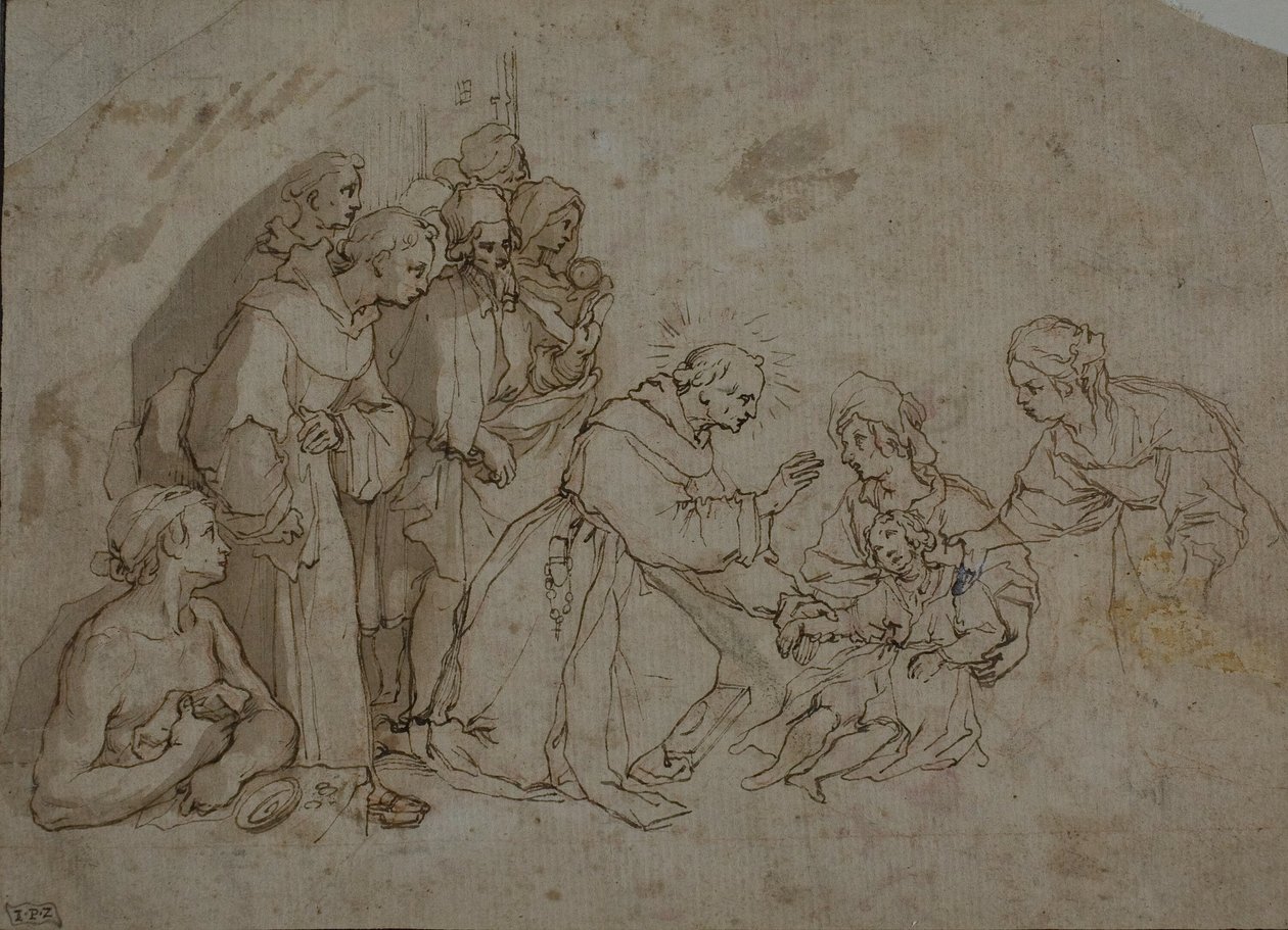 Studie for Miracle of Saint Bernardino of Siena av Ventura Salimbeni