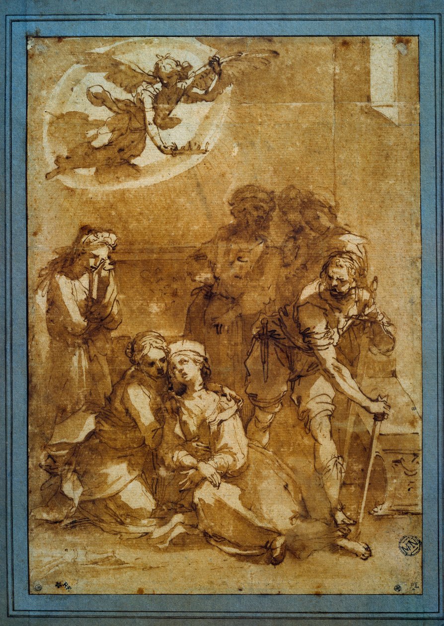 The Death of St. Cecile Forberedelsestegning med brunt blekk for Santa Cecilia (Pisa) av Ventura di Arcangelo Salimbeni dit Bevilacqua (1568-1613) Søn. 0,25 X 0,17 m. Paris, Louvre-museet av Ventura di Arcangelo Salimbeni