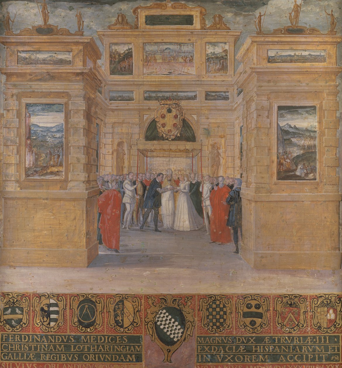 Storhertug Ferdinand I de Medicis bryllup med Christine av Lorraine av Ventura di Arcangelo Salimbeni