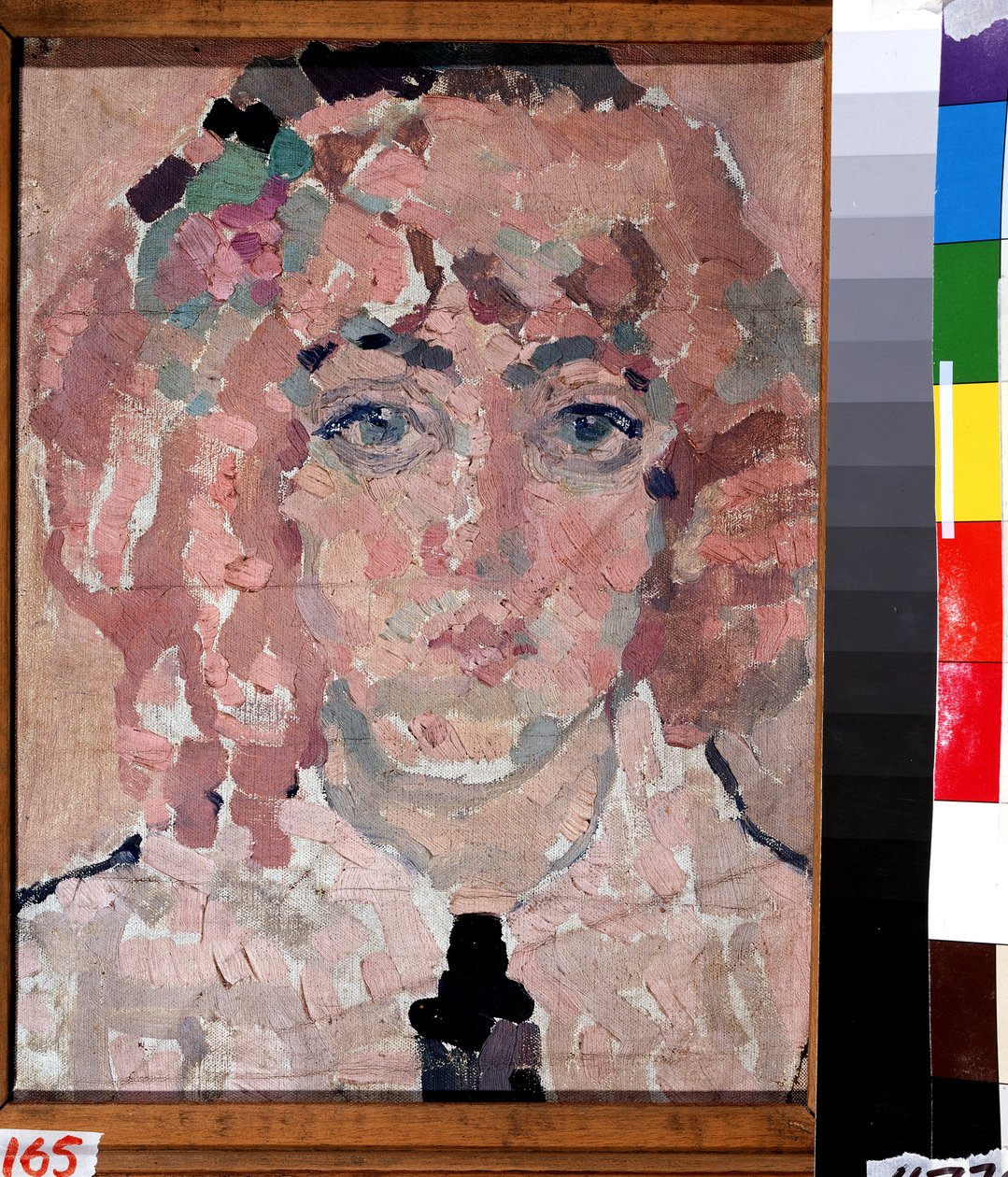 Selvportrett. Maleri av Vera Vladimirovna Khlebnikova (Chlebnikova) (1881-1941), olje på lerret, ca 1910. Russisk kunst, avantgarde tidlig på 1900-tallet. Statens B. Kustodiev kunstgalleri, Astrakhan (Russland). av Vera Vladimirovna Khlebnikova