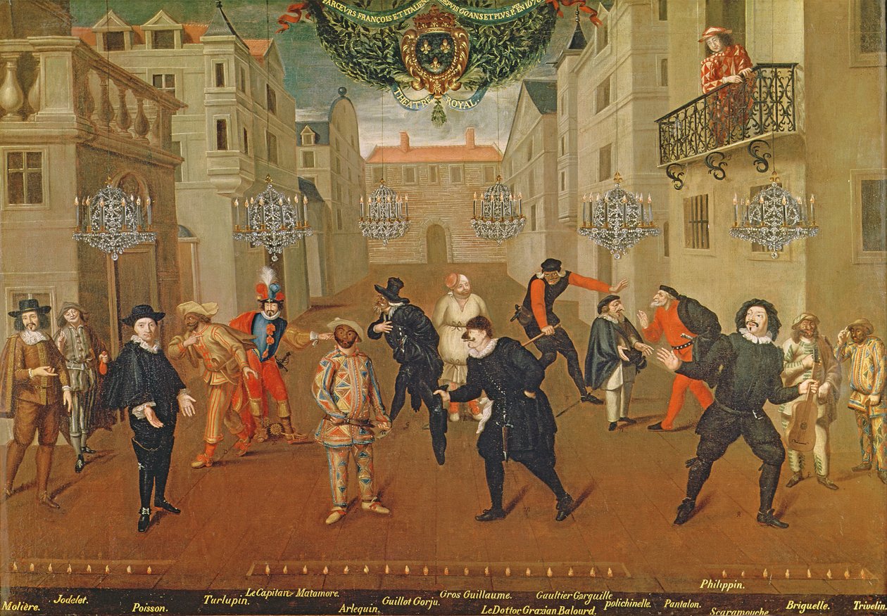Italienske og franske komikere som spiller i farser, 1670 av Verio