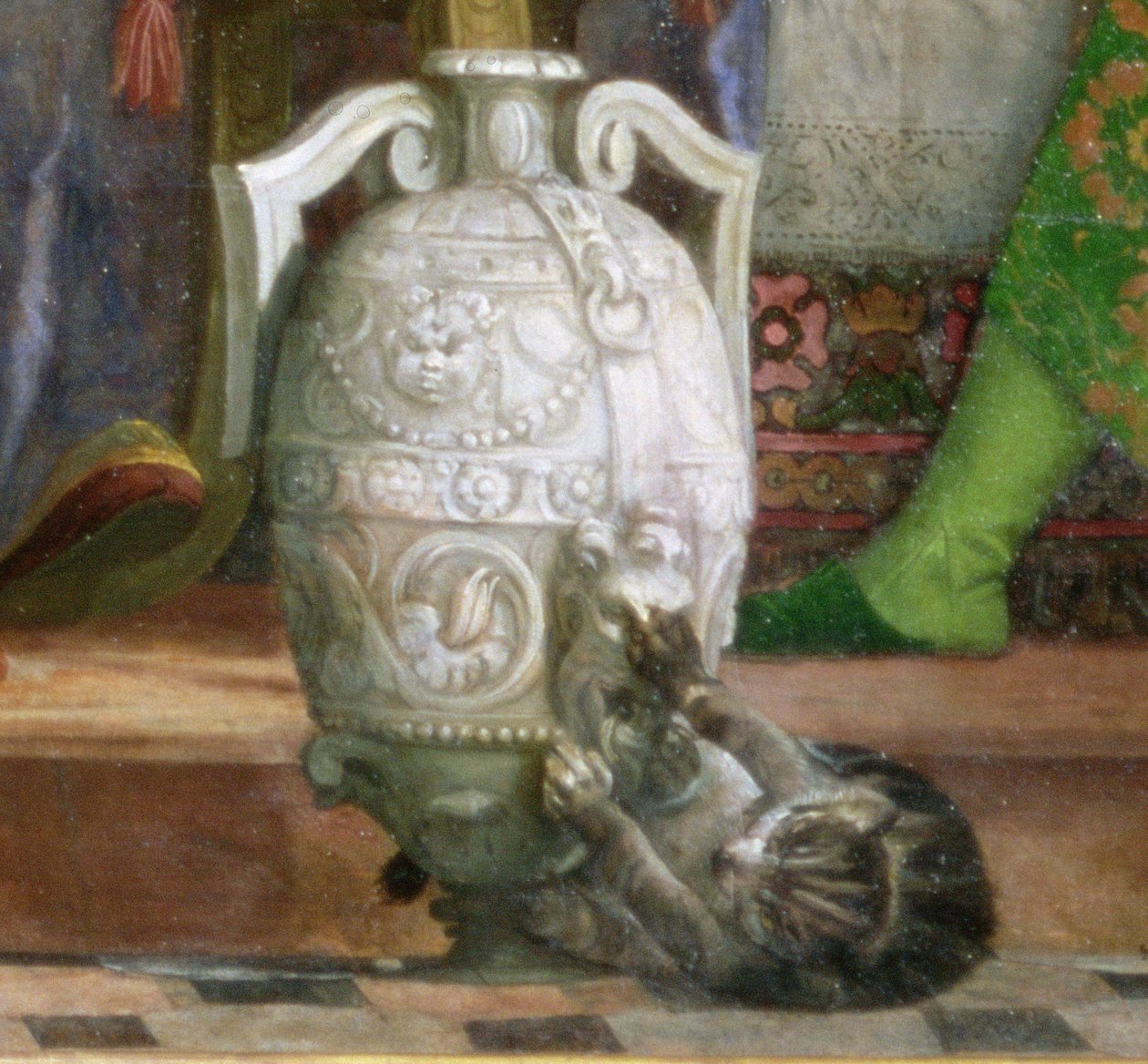 Katt og vase, detalj fra The Marriage Feast at Cana, ca. 1562 olje på lerret detalj av 94932 av Paolo Veronese