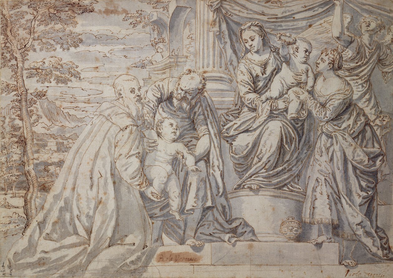 Figurer på en terrasse av Paolo Veronese