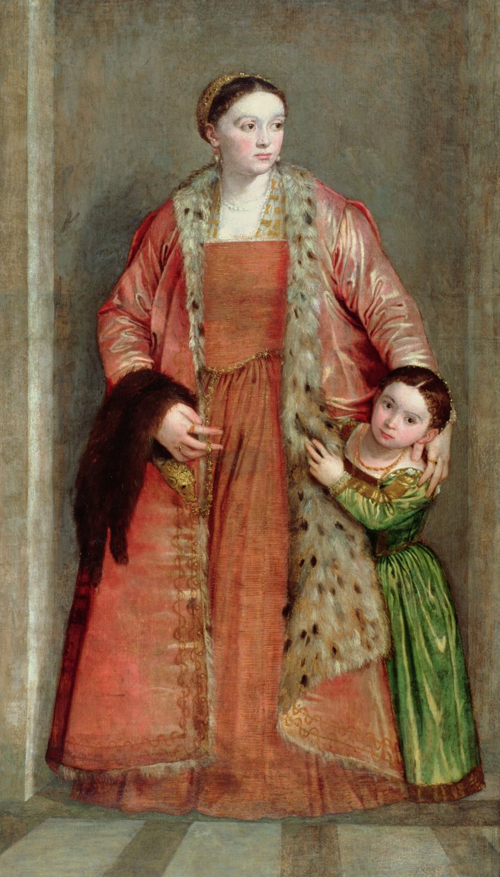 Portrett av grevinne Livia da Porto Thiene og hennes datter, Portia, ca. 1551 av Paolo Veronese