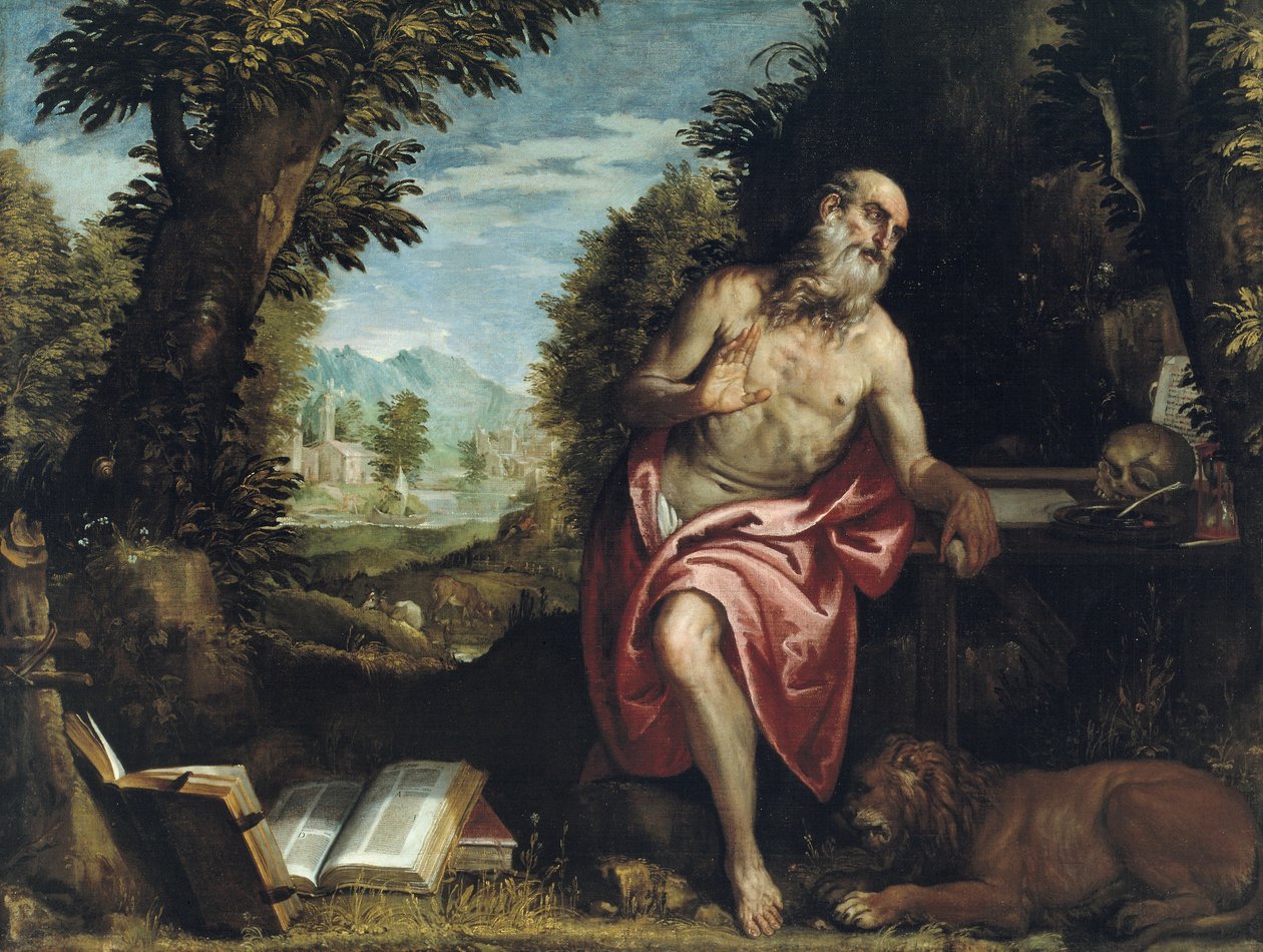 Saint Hieronymus i villmarken av Veronese (1528 88) (workshop of)