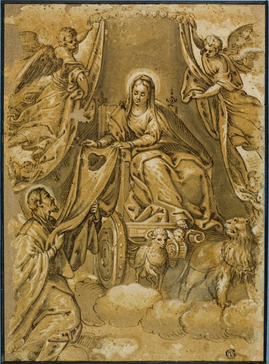 Jomfru Maria gir skulderblad til Saint Simon Stock av Veronese (Paolo Caliari)
