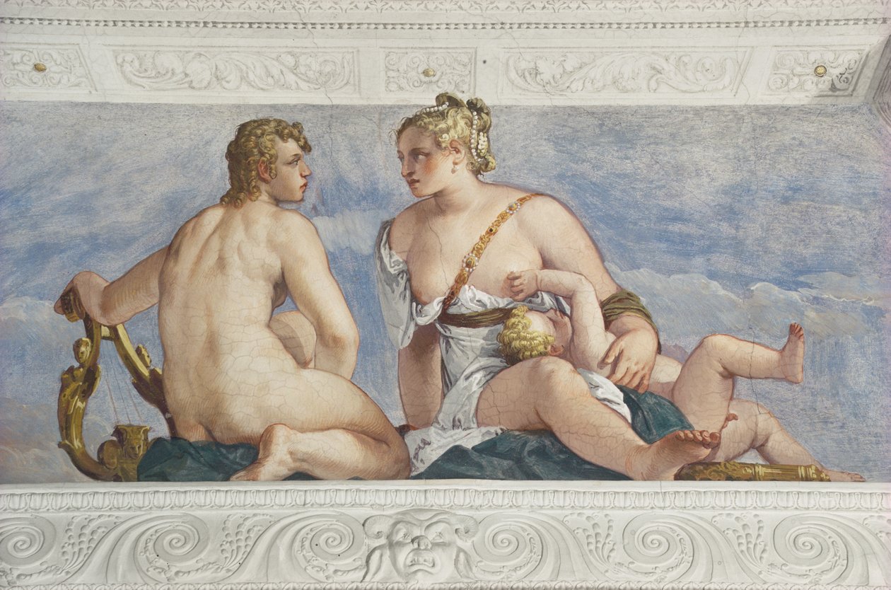 Apollo og Venus, fra Sala di Bacchus, ca. 1561 av Veronese