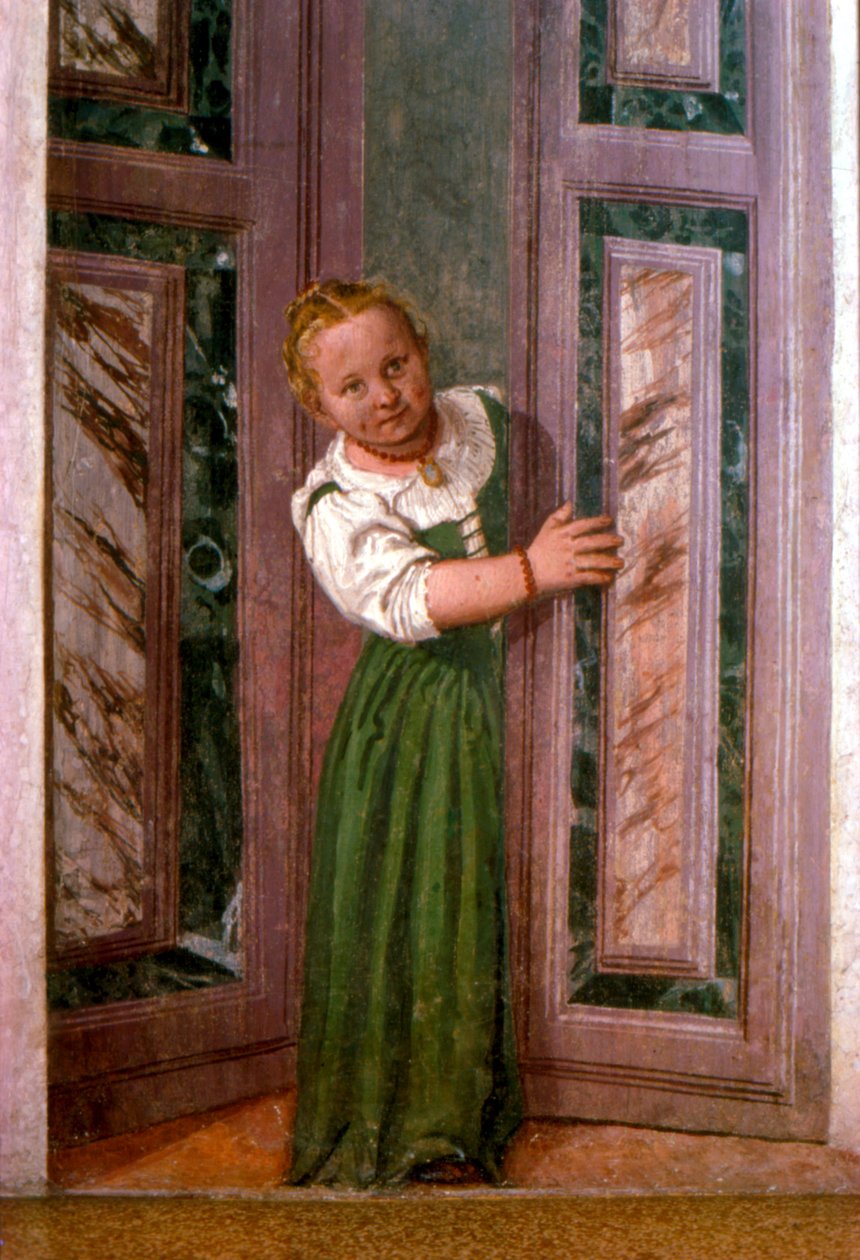 Barn ved døren, fra Sala a Crociera, ca. 1561 av Veronese