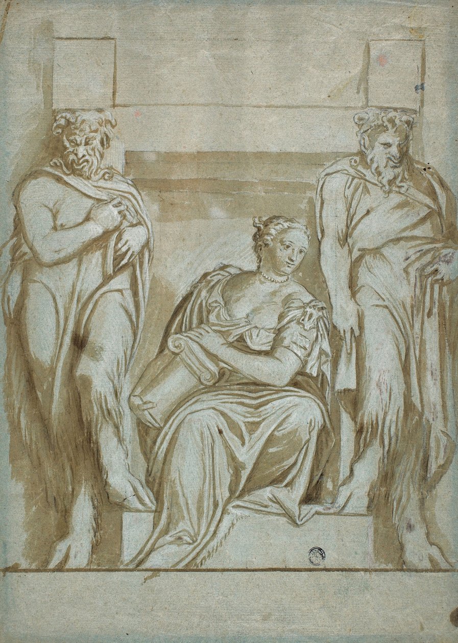 Styrke (eller styrke) flankert av to satyrer av Veronese