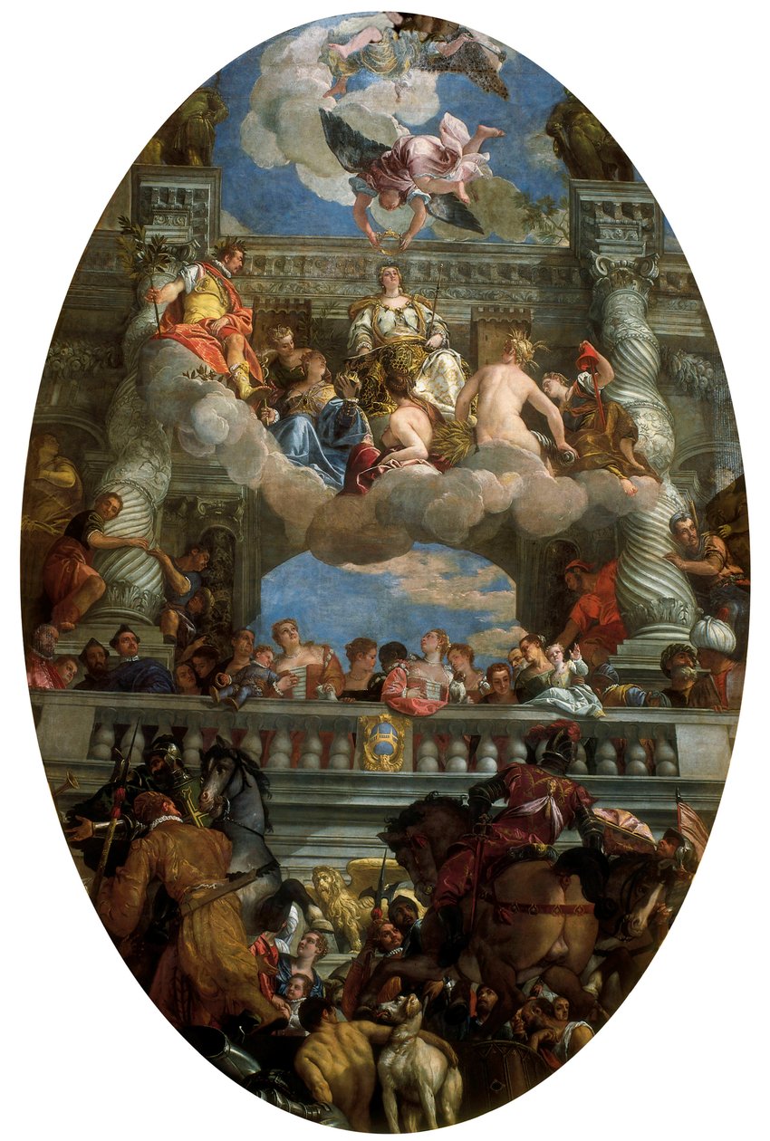""Venezias triumf"" Personifisering av byen Venezia med fred, overflod, berømmelse, lykke, ære, sikkerhet og frihet. Maleri av Paolo Caliari sa Paolo Veronese av Veronese