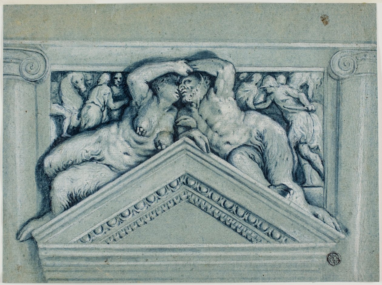 Overdoor med Satyr og Satyress av Veronese