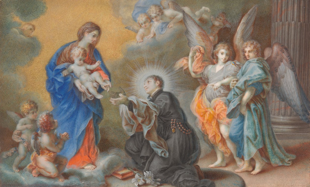 Madonna og barn dukker opp for Saint Louis Gonzaga, ca. 1750. av Veronica Stern