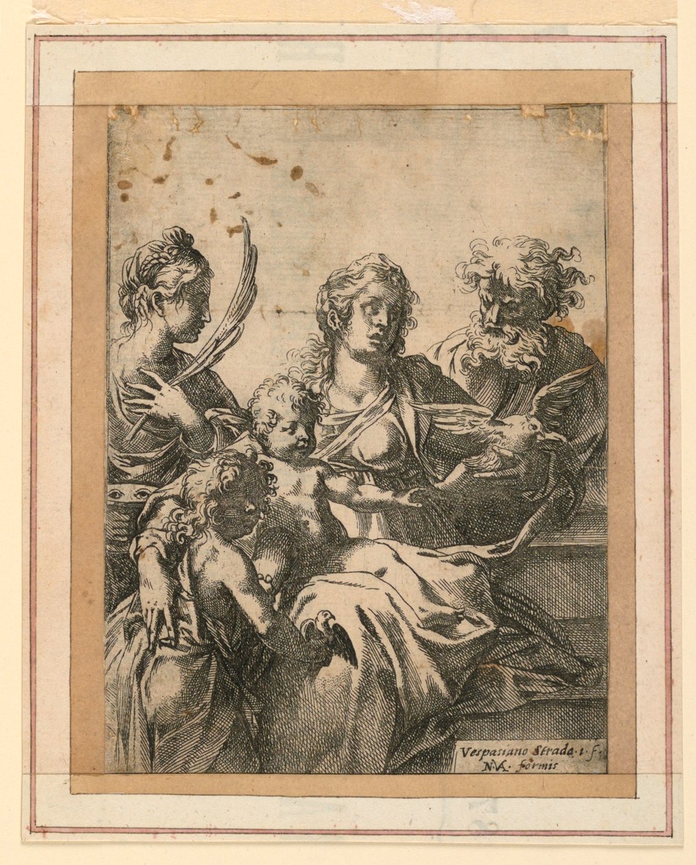 Jomfruen og barnet med de hellige Elizabeth, Joseph og den unge døperen Johannes av Vespasiano Strada