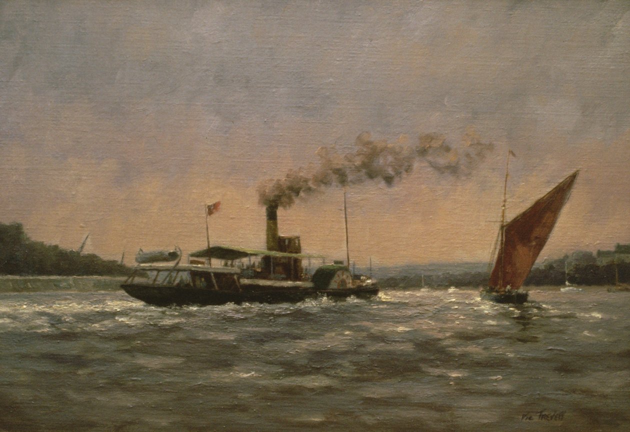 Forbi på Medway (med en restaurert hjuldamper, Kingswear Castle) av Vic Trevett