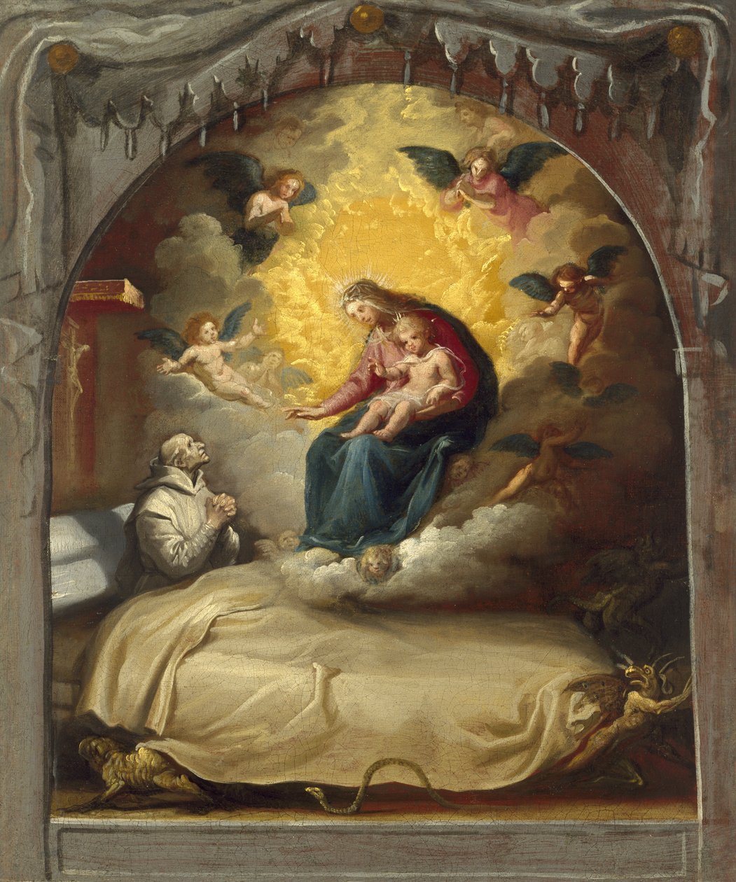 Jomfruens åpenbaring til den døende Pedro Faverio, ca. 1626-32 av Vicente Carducho