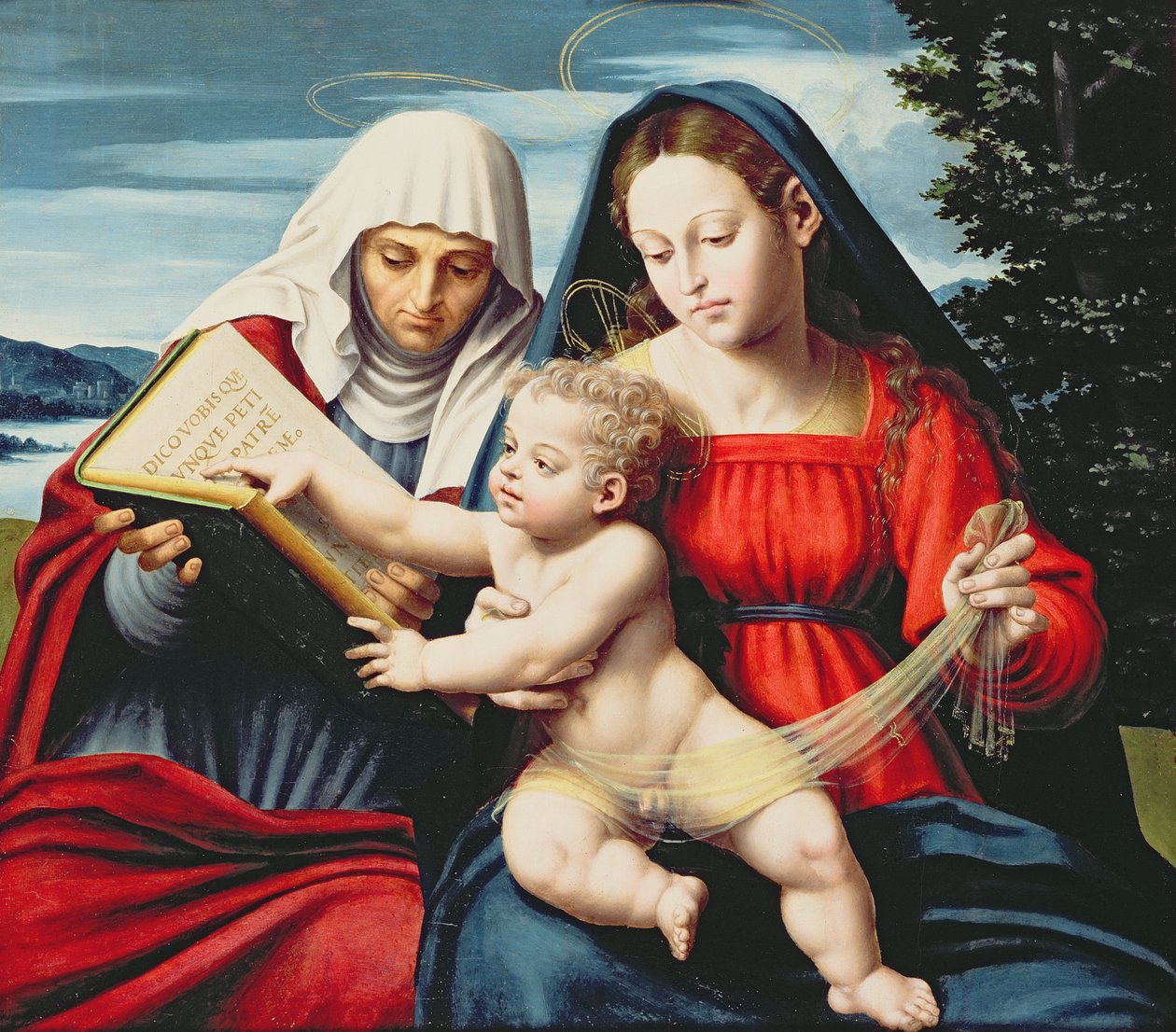 Jomfru og barn med St. Anne (panel) av Vicente Juan Macip