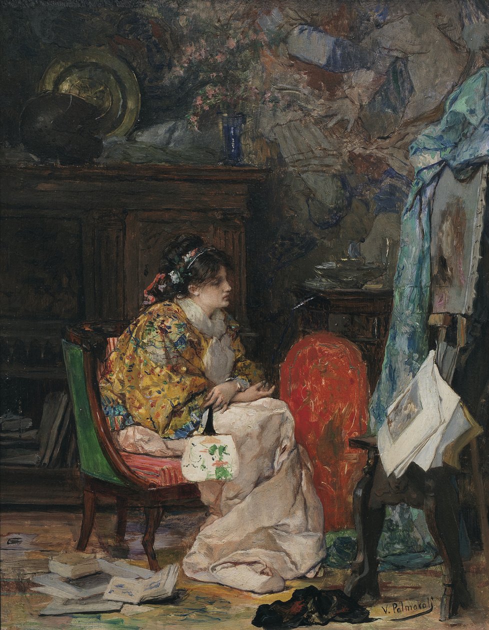 En modell i kunstnerens studio av Vicente Palmaroli y Gónzalez