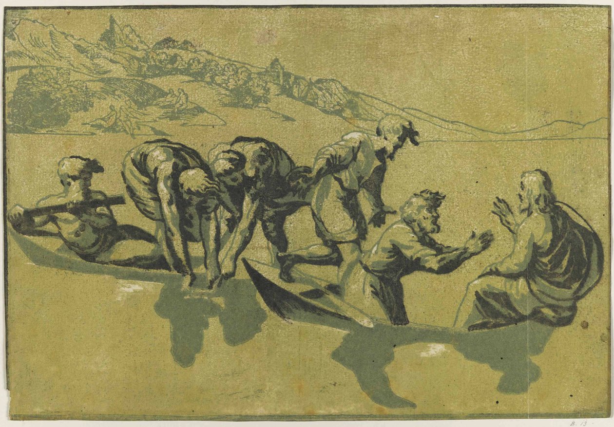 The Miraculous Draft of Fishes After Raphael, ca. 1540. av Vicentino
